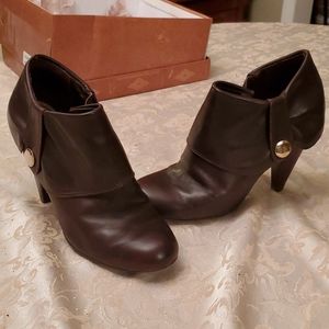 Heeled ankle boots, 4 inches, brown leather